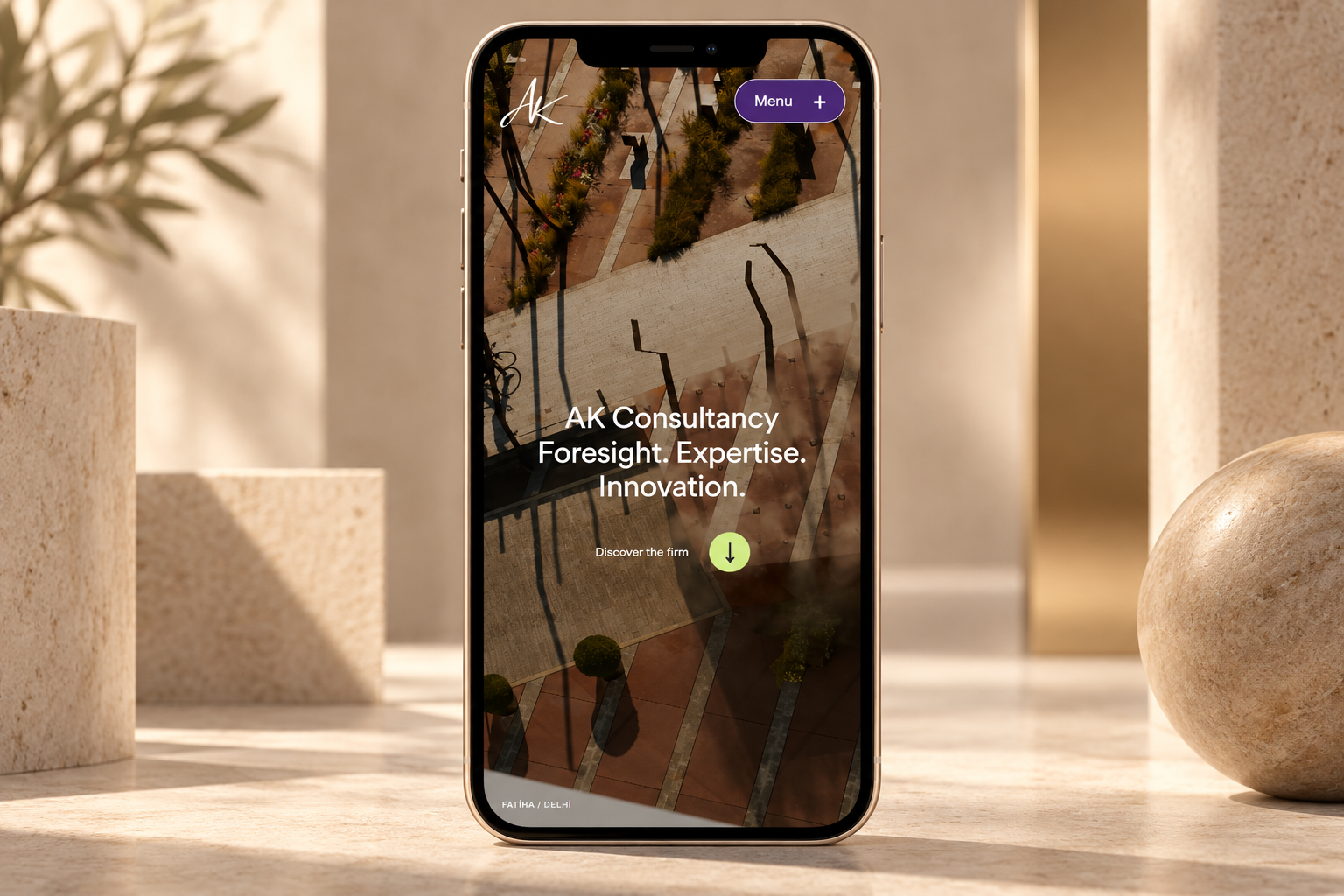 AK Consultancy mobile homepage mockup